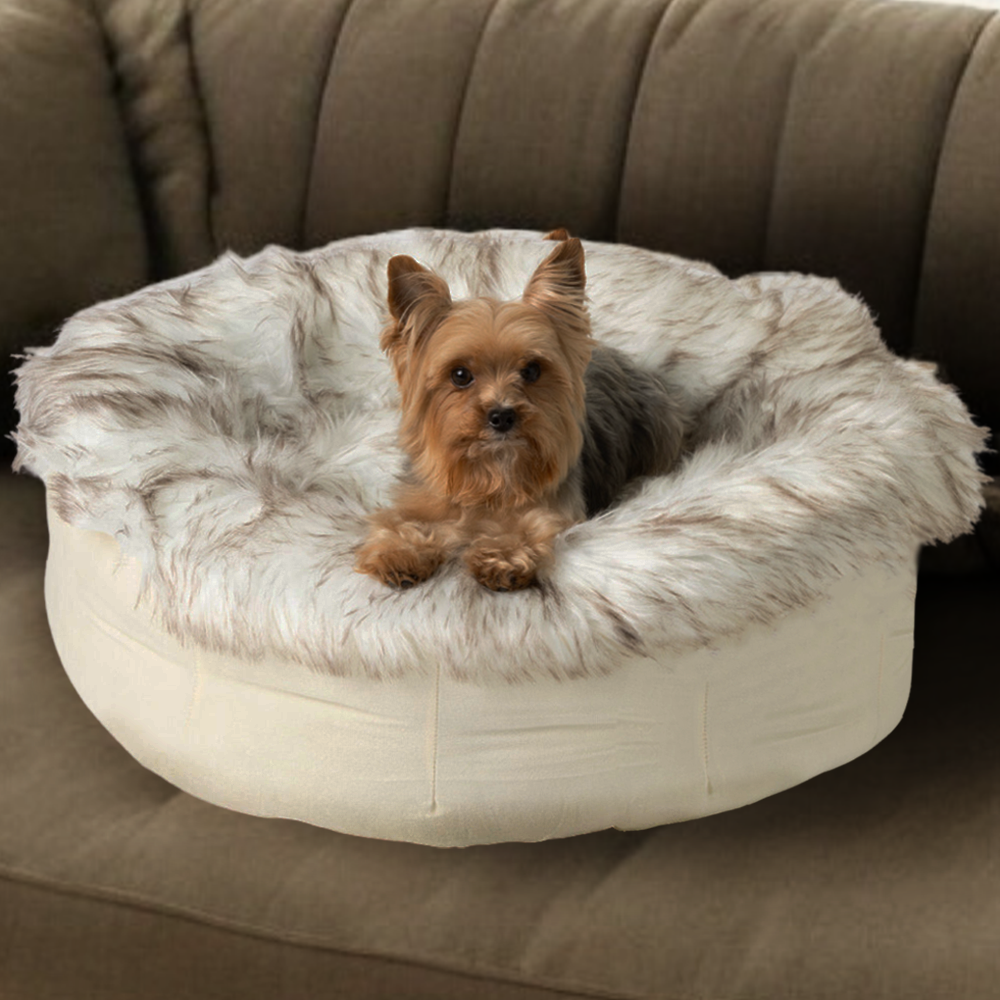 PupPouf™ Faux Fur Donut Pet Bed - Desert Luxe